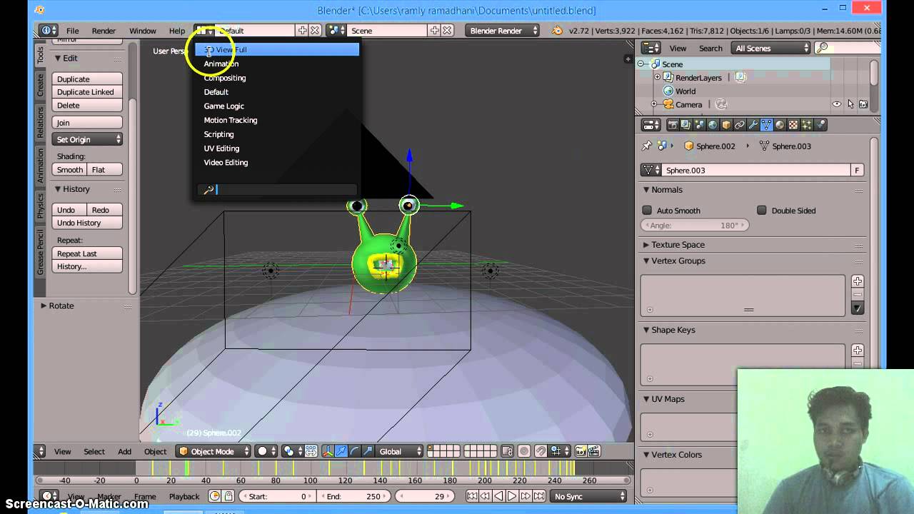 cara membuat animasi sederhana di blender 3d model